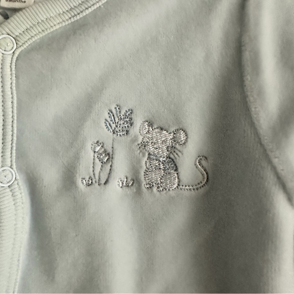 babycottons Soft Blue Footed One Piece Size 3 M - Picture 4 of 4